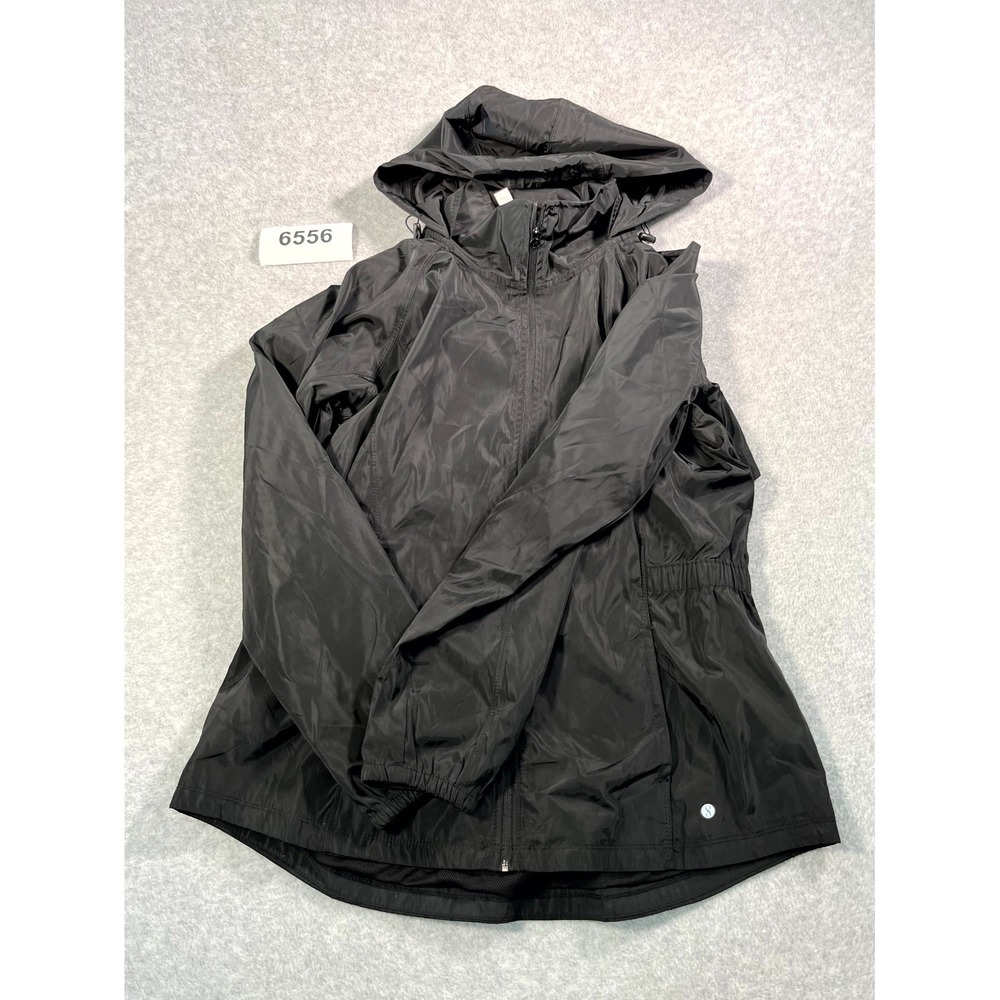 Under Armour Windbreaker Jacket Womens Large Black Mesh Lined Hooded Waterproof